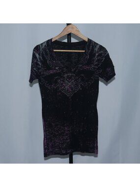 Extreme Couture Womens Vintage Graphic T-Shirt Black Made in USA Size M